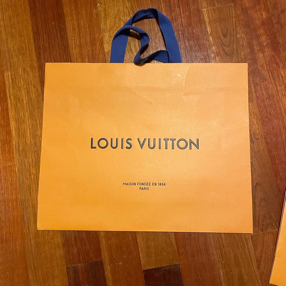 Louis Vuitton Tangerine Bag with Navy Handles